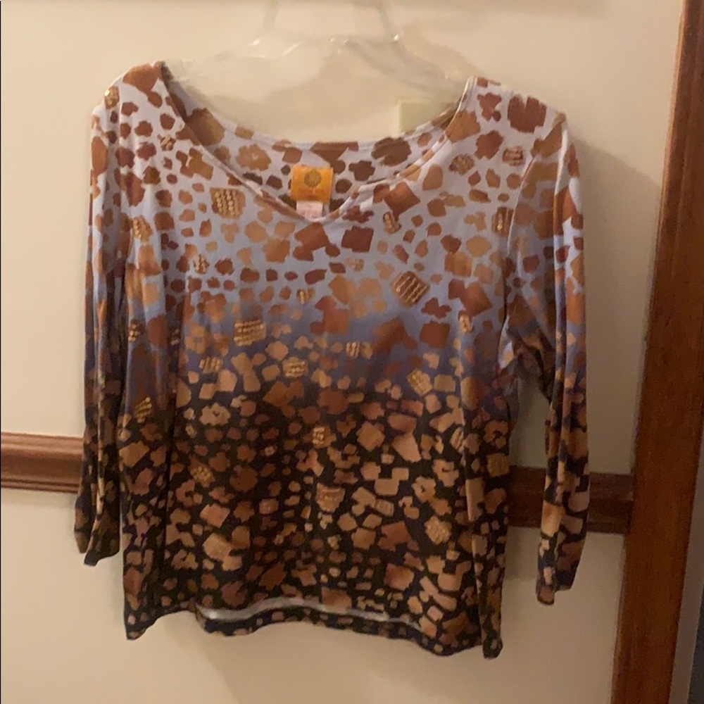 Ruby Rd, size PL, printed 3/4 sleeve top